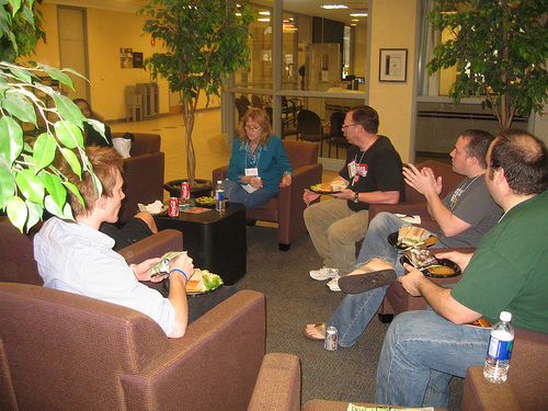 Meeting new people at lunch