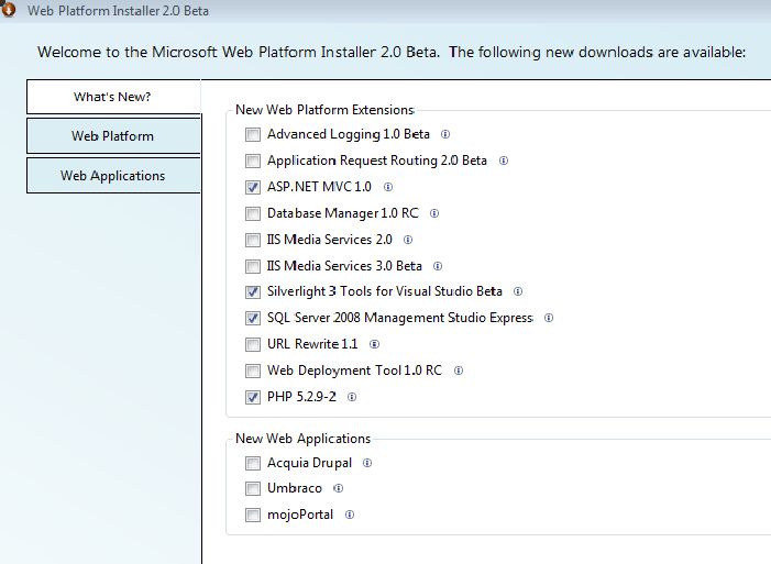 Web Platform Installer - Selected Packages
