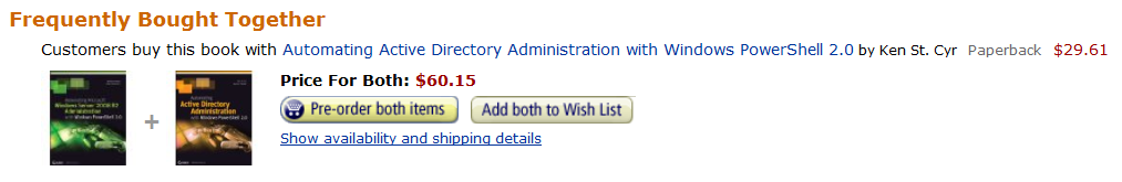 Amazon deal - Pre-order both "Automating with PowerShell 2.0" titles at $60.15